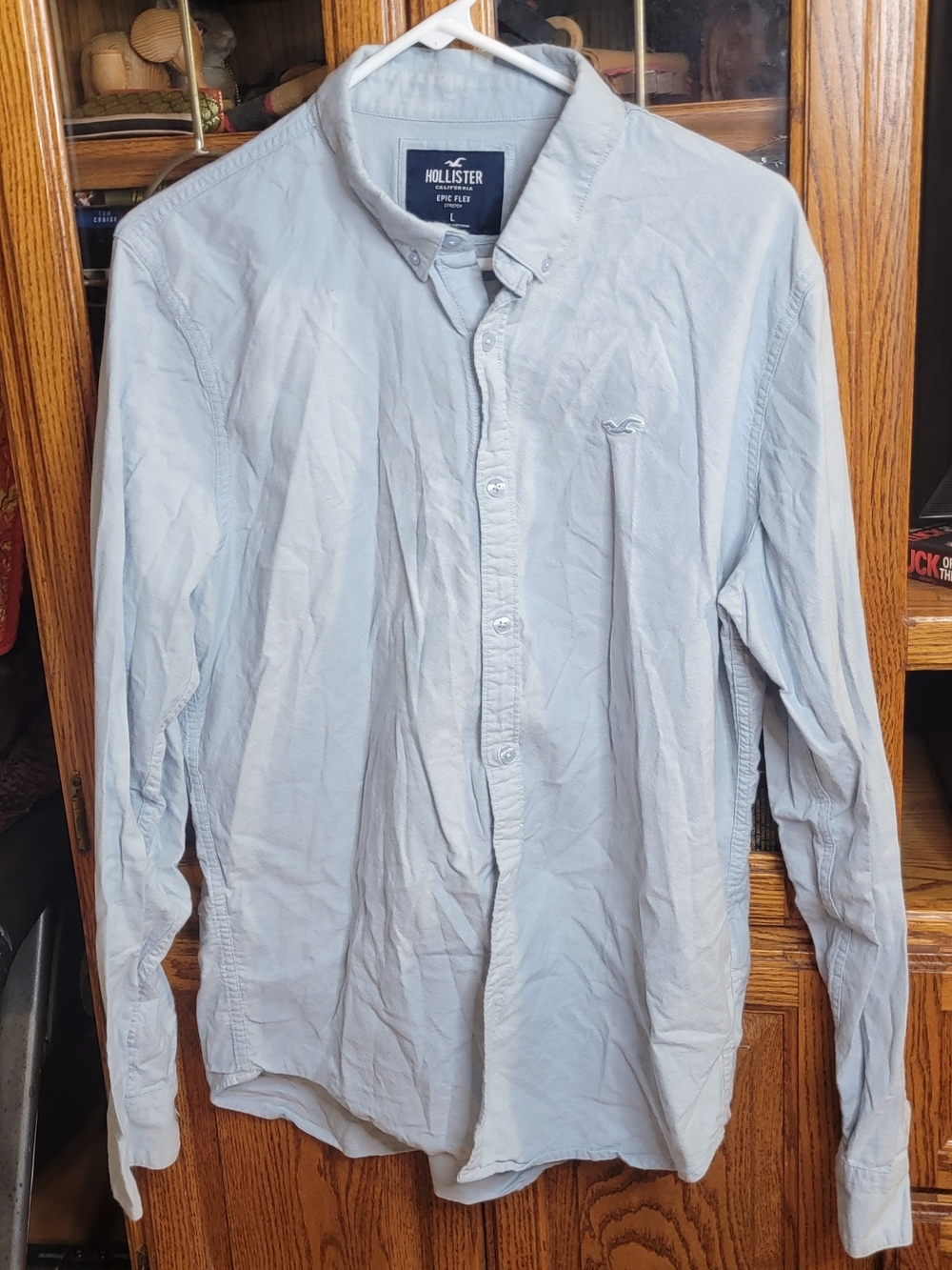 Hollister Men's Light Blue Button-Down Shirt Size Large